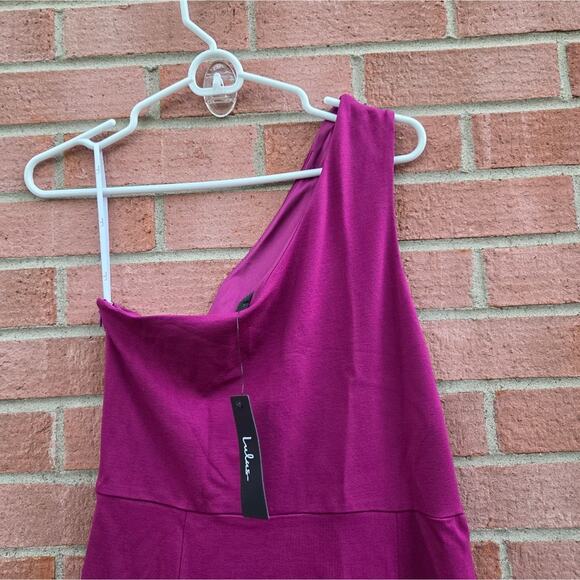 Lulu's Gorgeously Unique Magenta One-Shoulder Cutout Maxi Dress Large - Picture 3 of 5